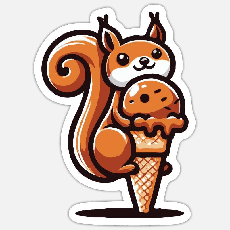 L’écureuil adore la crème glacée Sticker taille S (10 x 10 cm)