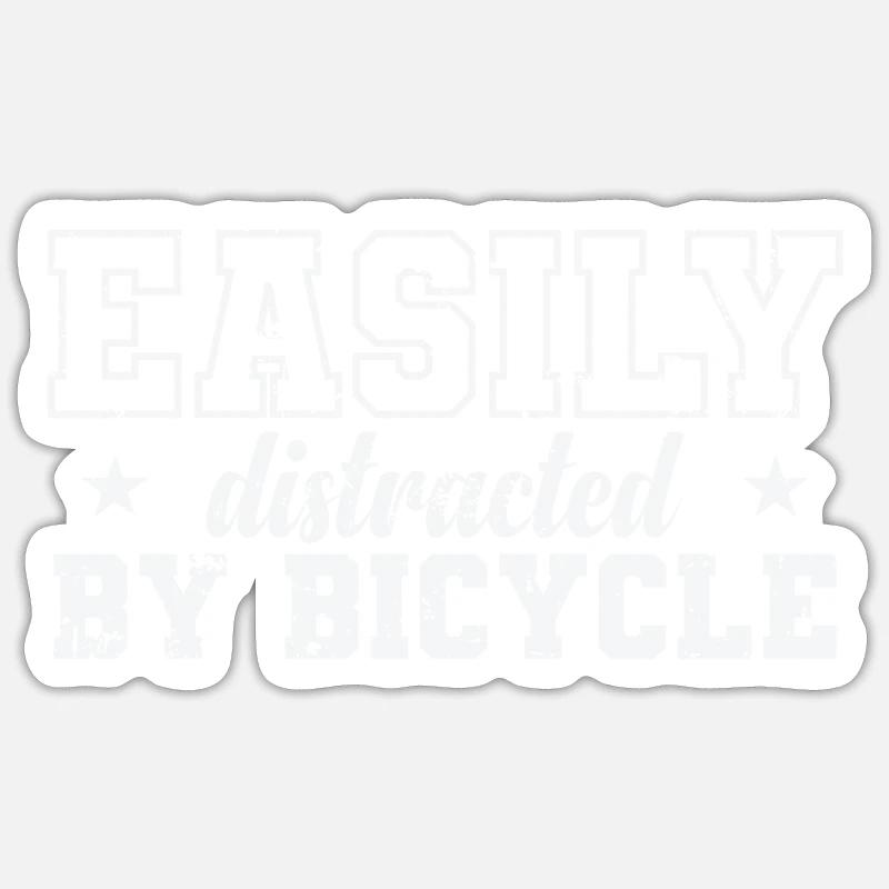 Easily distracted by Bicycle - Sticker Größe S (10 x 10 cm) - Mattweiß