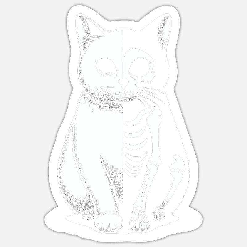 Cat Skeleton Halloween - Sticker size S (10 x 10 cm) - white matte