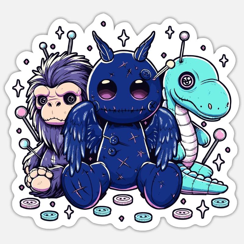 Cryptides gothiques pastel kawaii - Sticker taille S (10 x 10 cm) - blanc mat
