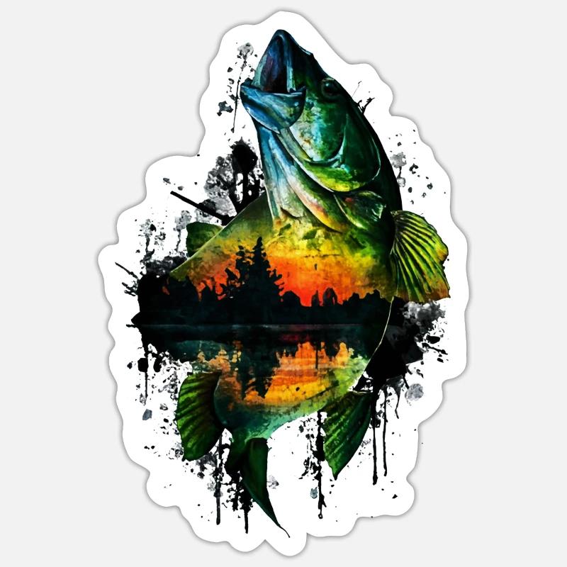 Poisson bar - Sticker taille S (10 x 10 cm) - blanc mat