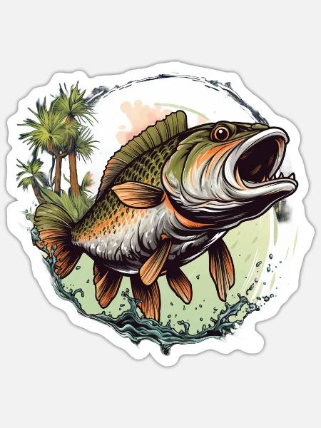 Barsch-Fisch - Sticker Größe S (10 x 10 cm) - Mattweiß