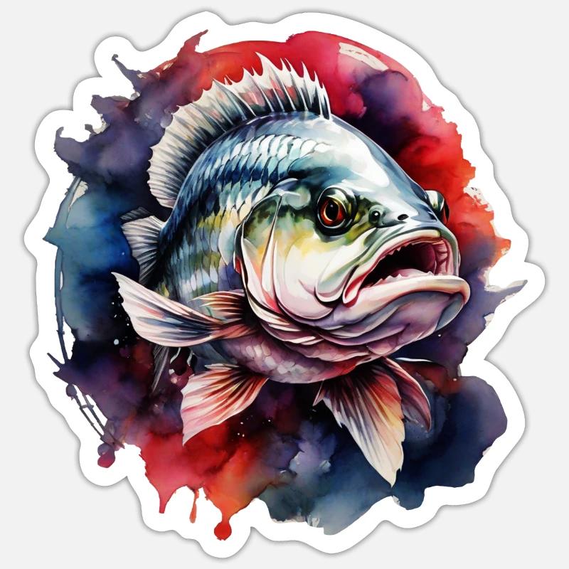 Poisson bar - Sticker taille S (10 x 10 cm) - blanc mat