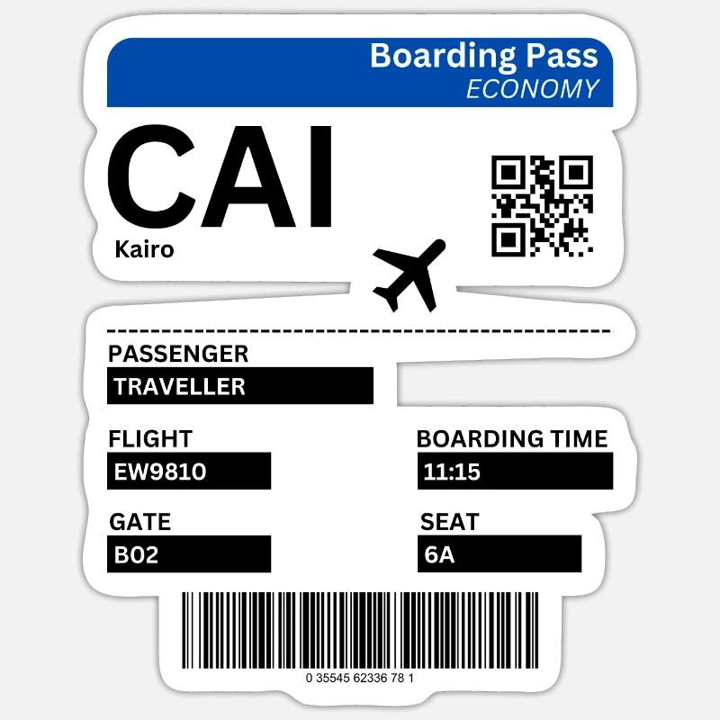 Le Caire Égypte Billet d’avion Le Caire Idée de vacances Sticker taille S (10 x 10 cm)