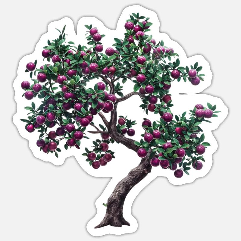 Lebendiger Baum mit Lila Früchten - Sticker Größe S (10 x 10 cm) - Mattweiß