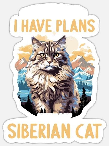 Siberian Cat Sibirische Katze - Sticker Größe S (10 x 10 cm) - Mattweiß
