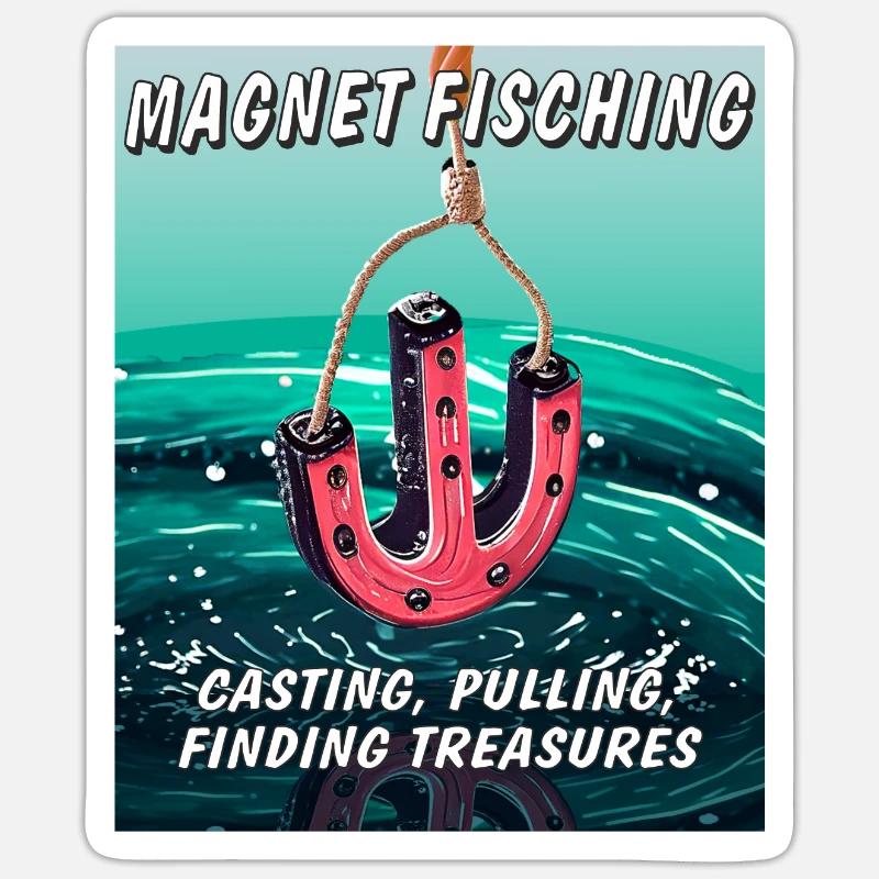 MAGNET FISCHING CASTING PULLING FINDING TREASU Sticker Größe S (10 x 10 cm)