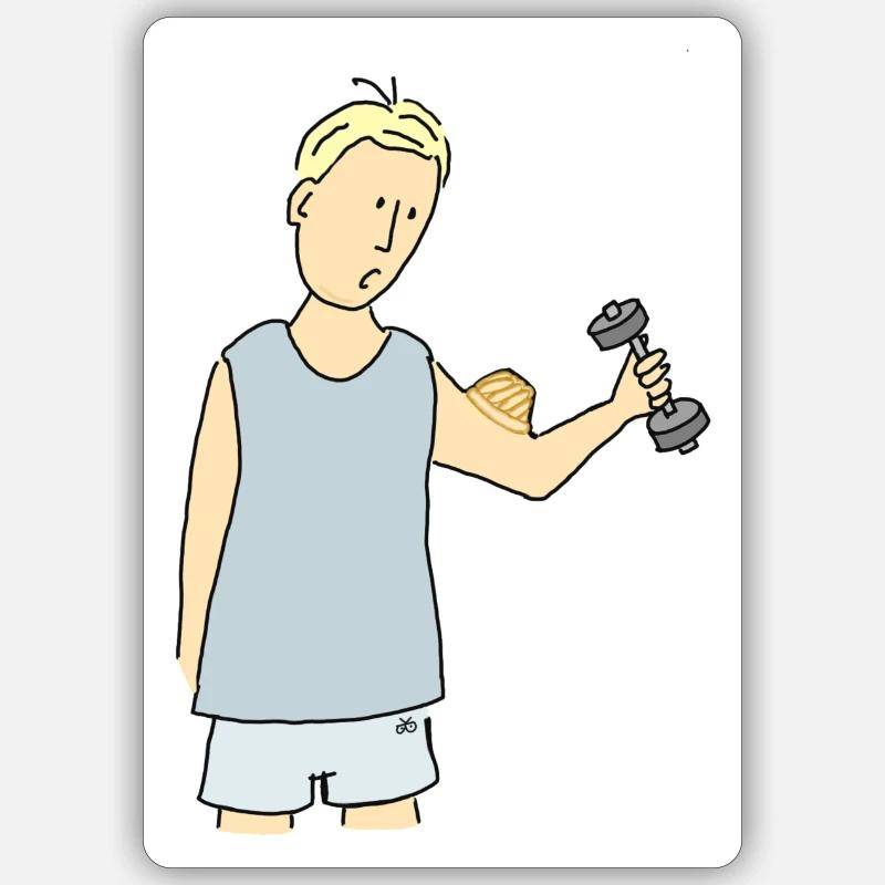 Puddingmuskeln (Mann, blond) Sticker Größe S (10 x 10 cm)