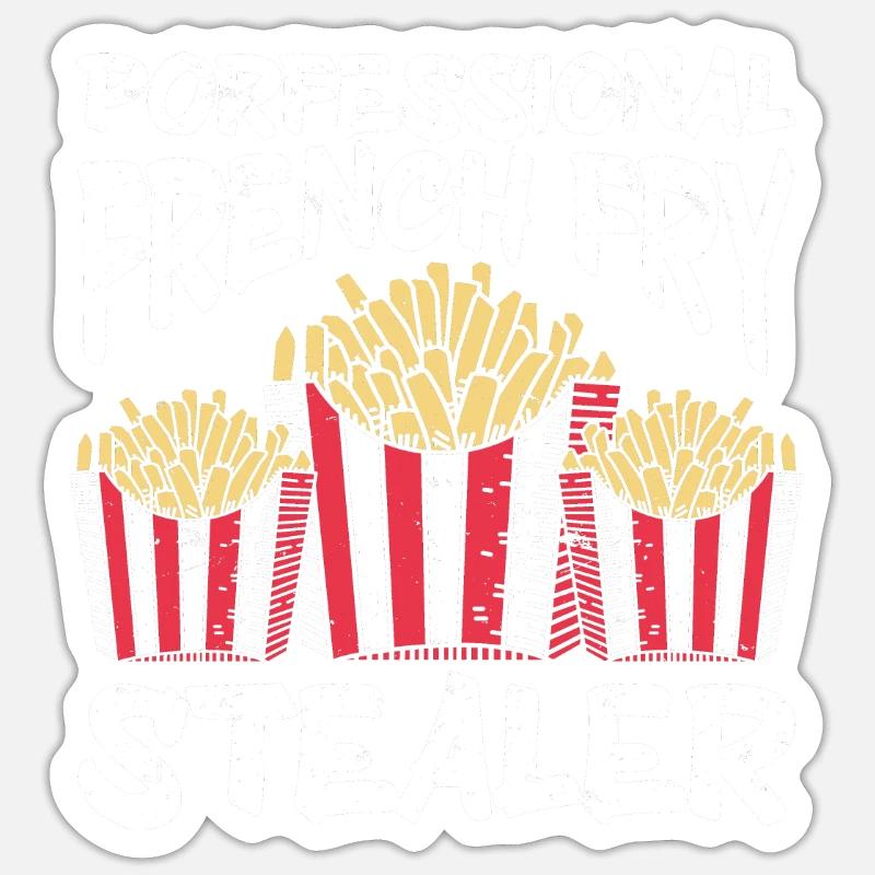Restauration rapide Frites - Sticker taille S (10 x 10 cm) - blanc mat