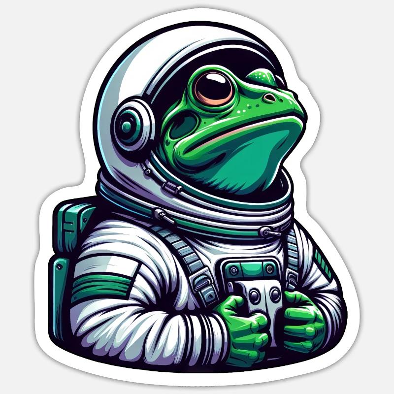 Grenouille astronaute dans l’espace - Sticker taille S (10 x 10 cm) - blanc mat