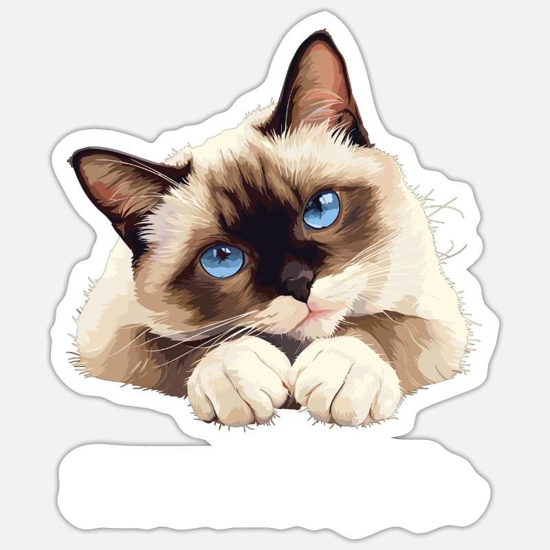 Chaton raquette Chat raquette - Sticker taille S (10 x 10 cm) - blanc mat