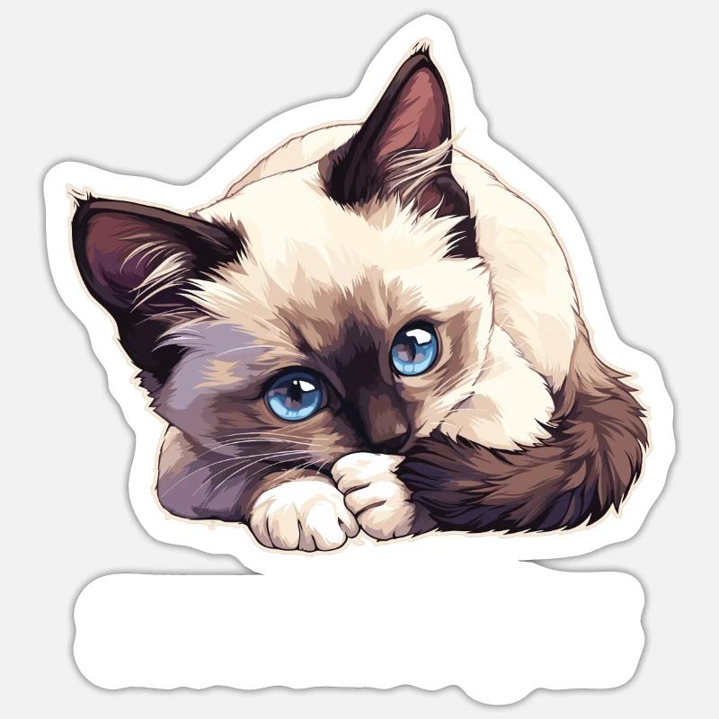 Chaton raquette Chat raquette - Sticker taille S (10 x 10 cm) - blanc mat