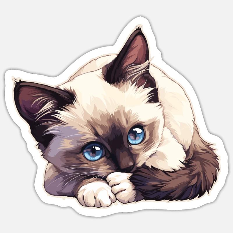 Chaton raquette Chat raquette - Sticker taille S (10 x 10 cm) - blanc mat