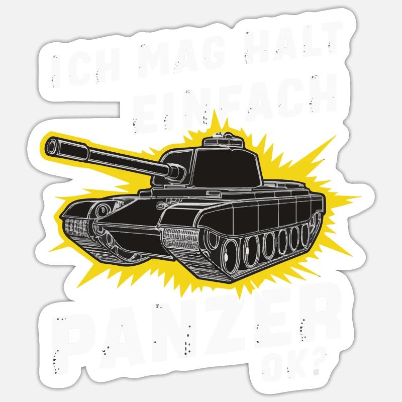 Panzer Kampfpanzer Panzerkampfwagen Panzerfahrer - Sticker Größe S (10 x 10 cm) - Mattweiß