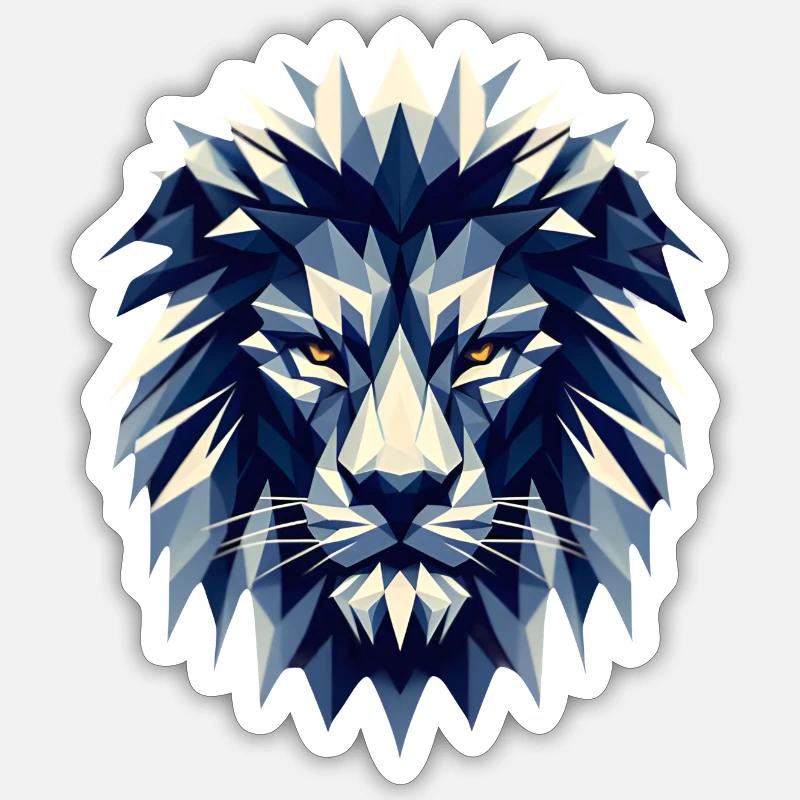 Polygon Löwe Kopf Kunst - Sticker Größe S (10 x 10 cm) - Mattweiß