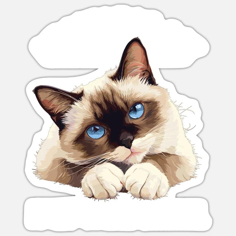 Chaton raquette Chat raquette - Sticker taille S (10 x 10 cm) - blanc mat