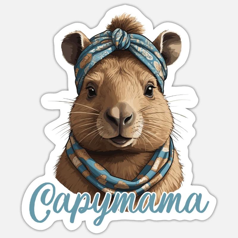 Capymama Lustige Capybara Muttertag Design Sticker Größe S (10 x 10 cm)
