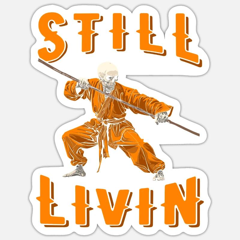 Kung-fu - Sticker taille S (10 x 10 cm) - blanc mat