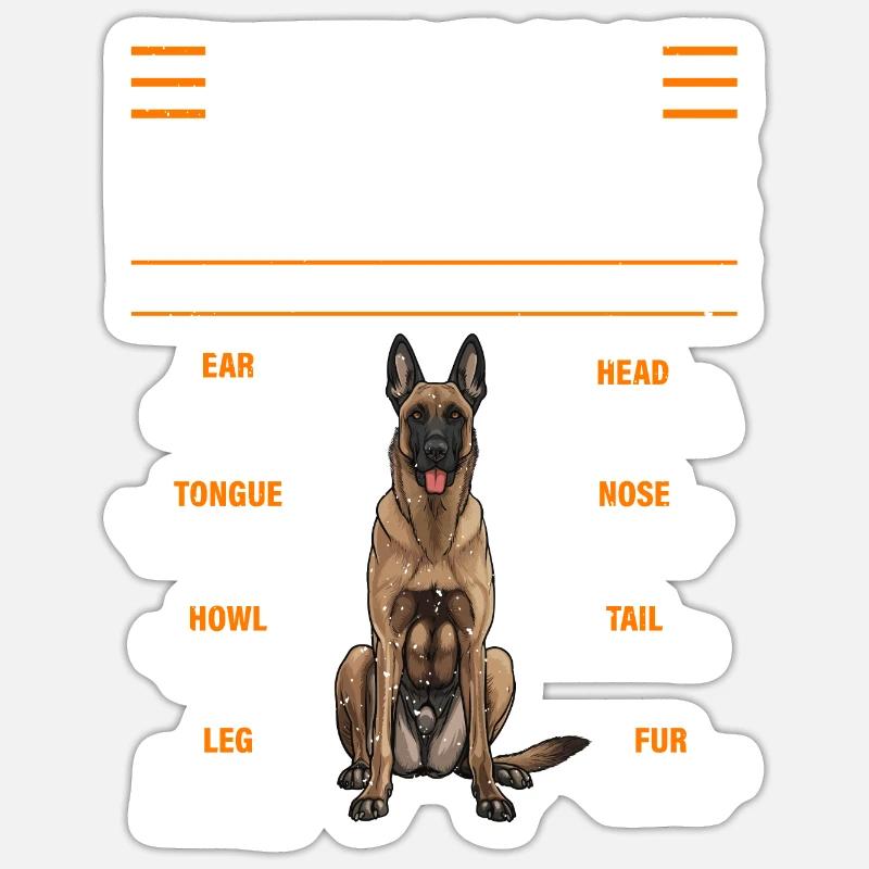 Berger Belge ANATOMIE D’UN BELGE - Sticker taille S (10 x 10 cm) - blanc mat