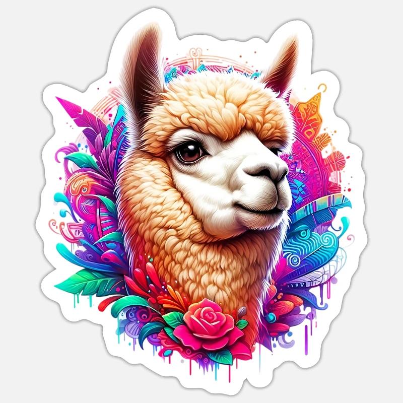 Alpaca - Sticker size S (10 x 10 cm) - white matte