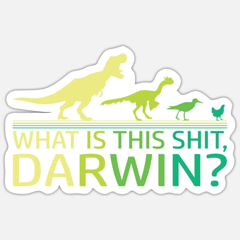 Lustige Evolution Dino Dinosaurier Darwin T-Rex Sticker Größe S (10 x 10 cm)
