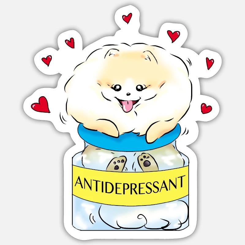 Antidepressant Pom - Sticker size S (10 x 10 cm) - white matte