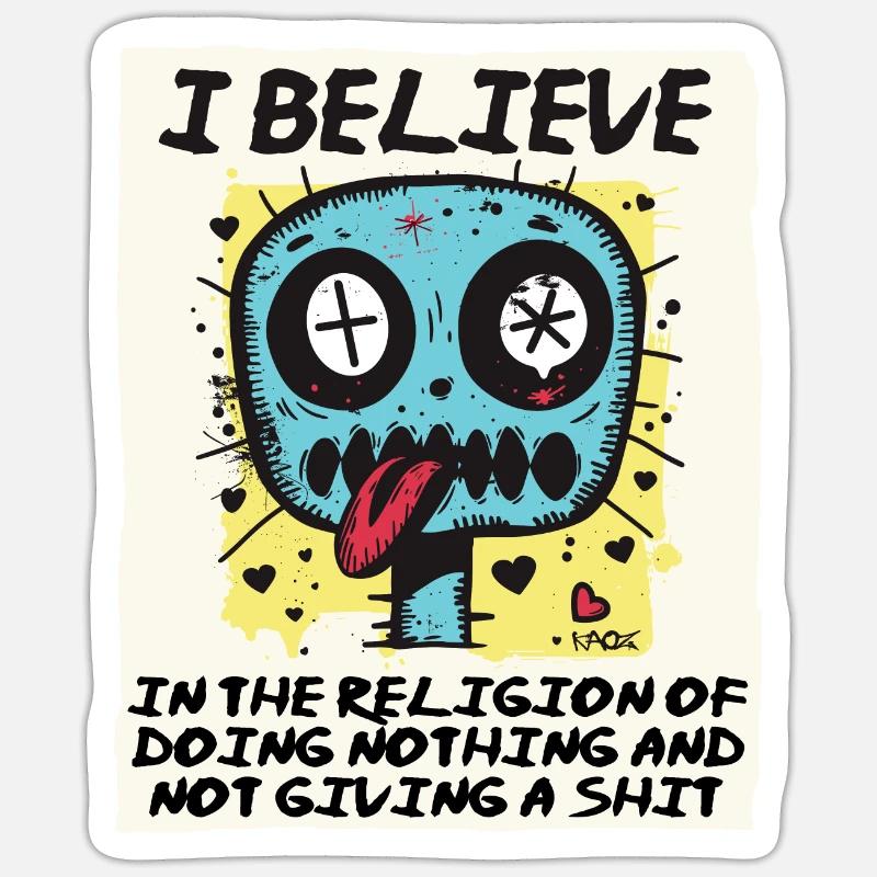 Religious believer doing nothing - Sticker size S (10 x 10 cm) - white matte