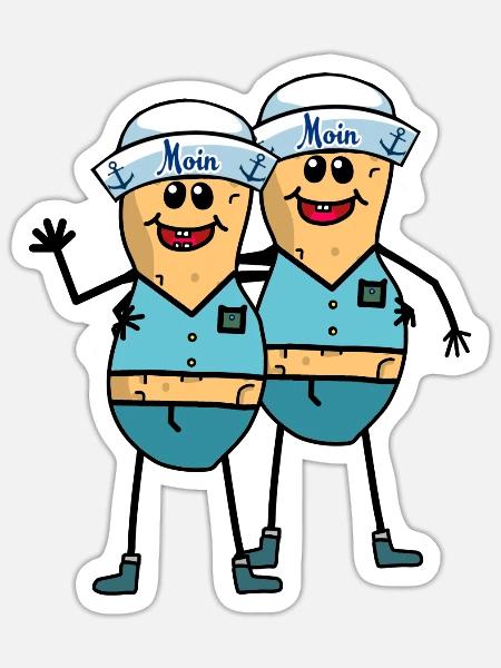 Erdnüsse Matrosen Jungs Seefahrer Seemänner - Sticker Größe S (10 x 10 cm) - Mattweiß