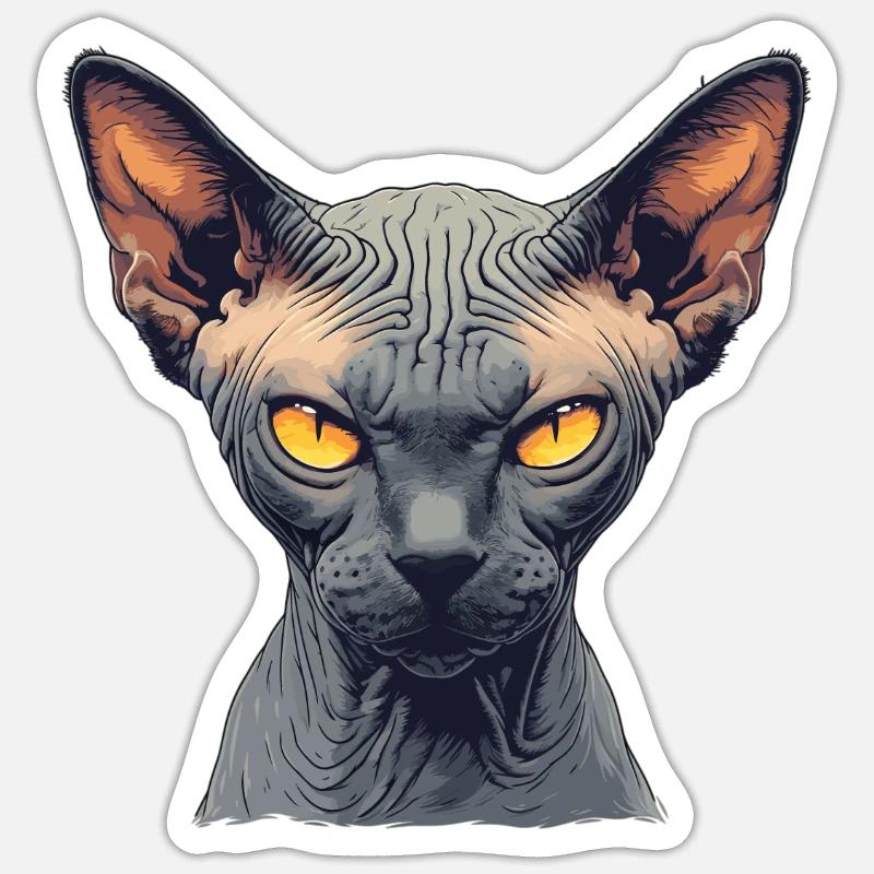 Chaton Sphynx Chat Sphynx - Sticker taille S (10 x 10 cm) - blanc mat