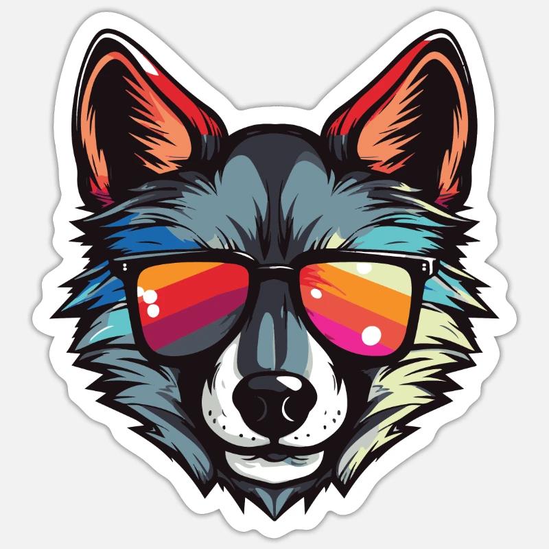 Wolf Head Cool - Sticker size S (10 x 10 cm) - white matte