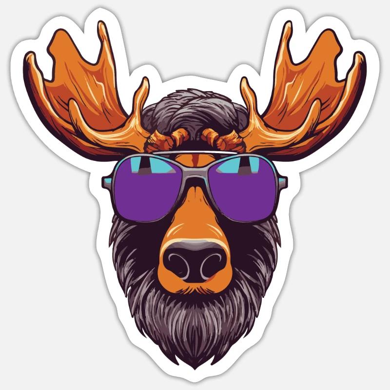 Moose Head Cool - Sticker size S (10 x 10 cm) - white matte