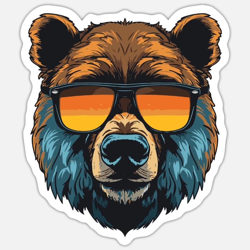 Bear Head Cool - Sticker size S (10 x 10 cm) - white matte