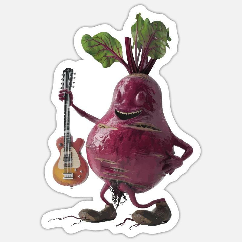 Beetroot Guitar - Sticker size S (10 x 10 cm) - white matte