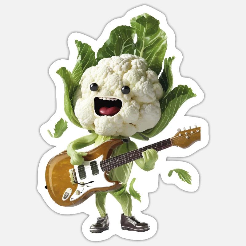 Guitare Chou-fleur - Sticker taille S (10 x 10 cm) - blanc mat