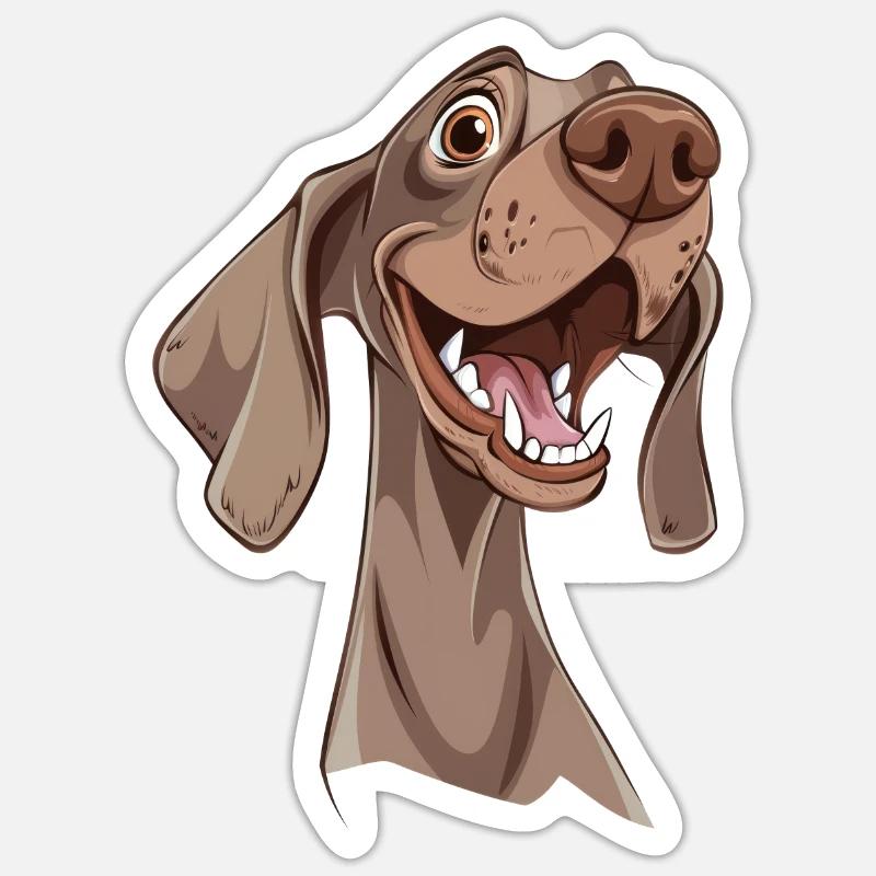 Braque de Weimar | Illustration de dessin animé - Sticker taille S (10 x 10 cm) - blanc mat