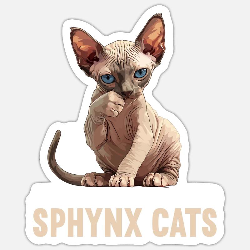 Sphynx Kätzchen Sphynx Katze - Sticker Größe S (10 x 10 cm) - Mattweiß