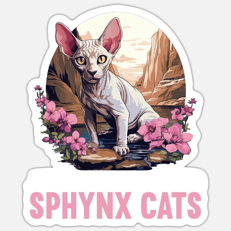 Chaton Sphynx Chat Sphynx - Sticker taille S (10 x 10 cm) - blanc mat