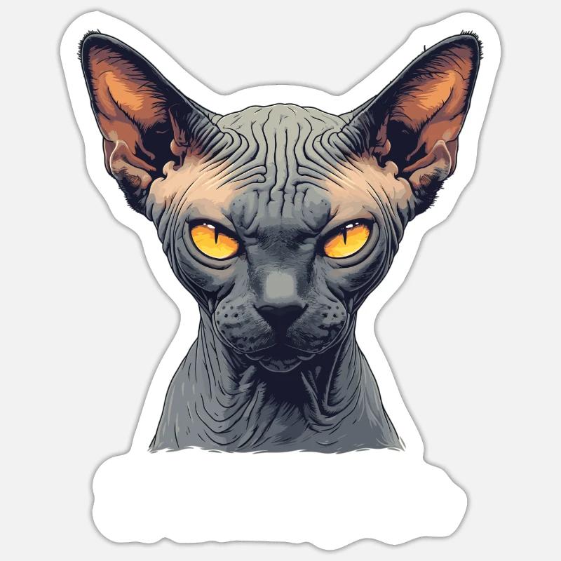 Chaton Sphynx Chat Sphynx - Sticker taille S (10 x 10 cm) - blanc mat