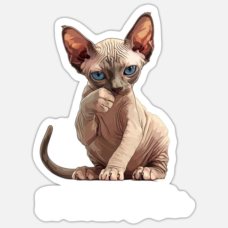 Sphynx Kätzchen Sphynx Katze - Sticker Größe S (10 x 10 cm) - Mattweiß
