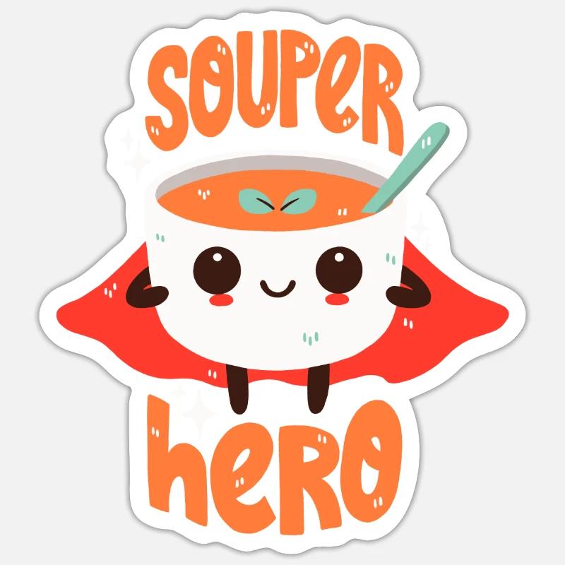 Superhelden-Suppe - Sticker Größe S (10 x 10 cm) - Mattweiß