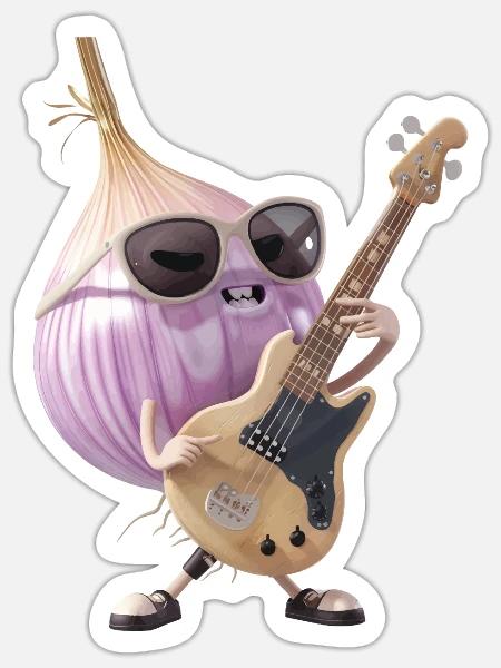 Zwiebel gitarre - Sticker Größe S (10 x 10 cm) - Mattweiß