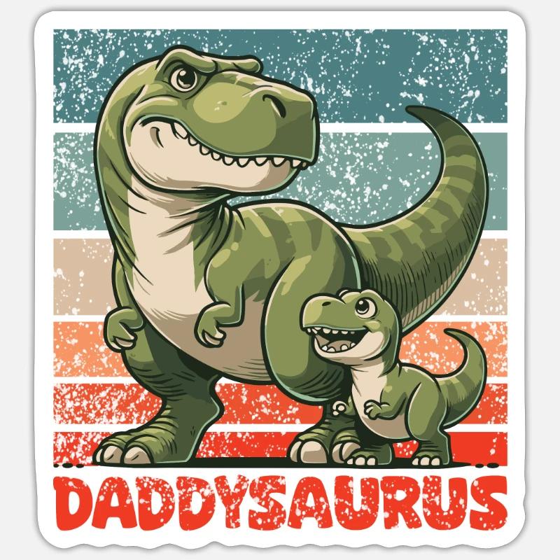 Daddysaurus Vatertag bester Daddy T-Rex - Sticker Größe S (10 x 10 cm) - Mattweiß