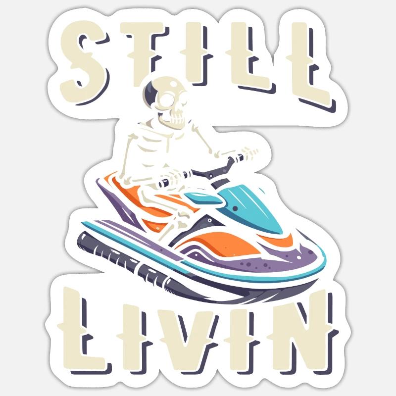 Jet Ski - Sticker taille S (10 x 10 cm) - blanc mat
