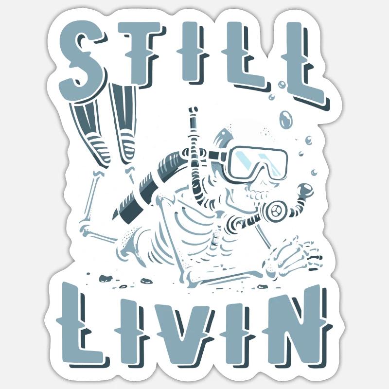 Plongeur Plongeur - Sticker taille S (10 x 10 cm) - blanc mat