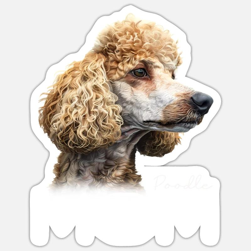 Poodle Pudel Mama - Sticker Größe S (10 x 10 cm) - Mattweiß