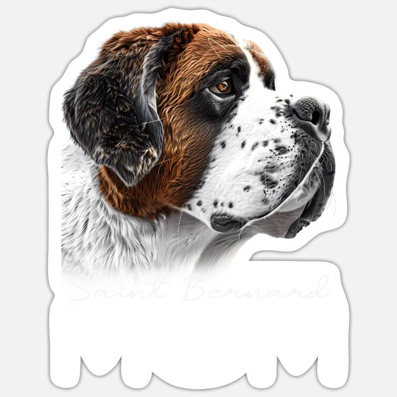 Saint Bernard Sama - Sticker størrelse S (10 x 10 cm) - mat hvid