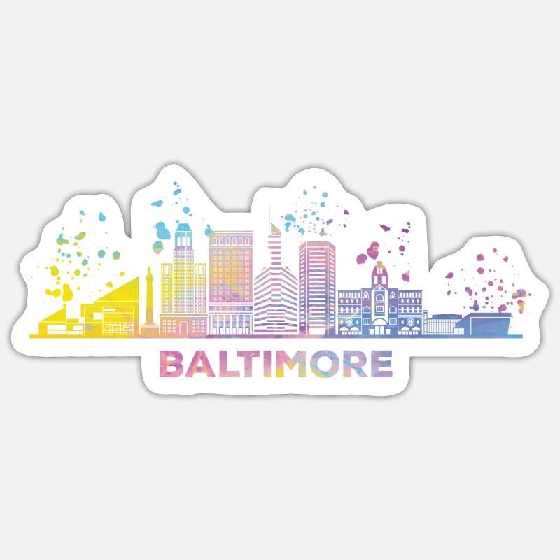 Baltimorean Aquarelle Skyline Baltimore Sticker taille S (10 x 10 cm)