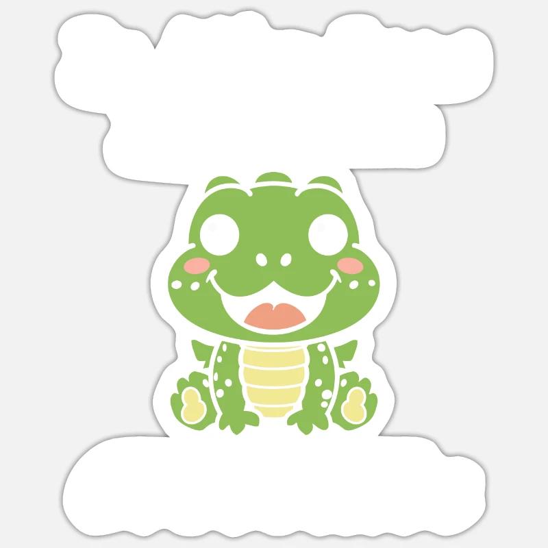 Humour Crocodile - Sticker taille S (10 x 10 cm) - blanc mat