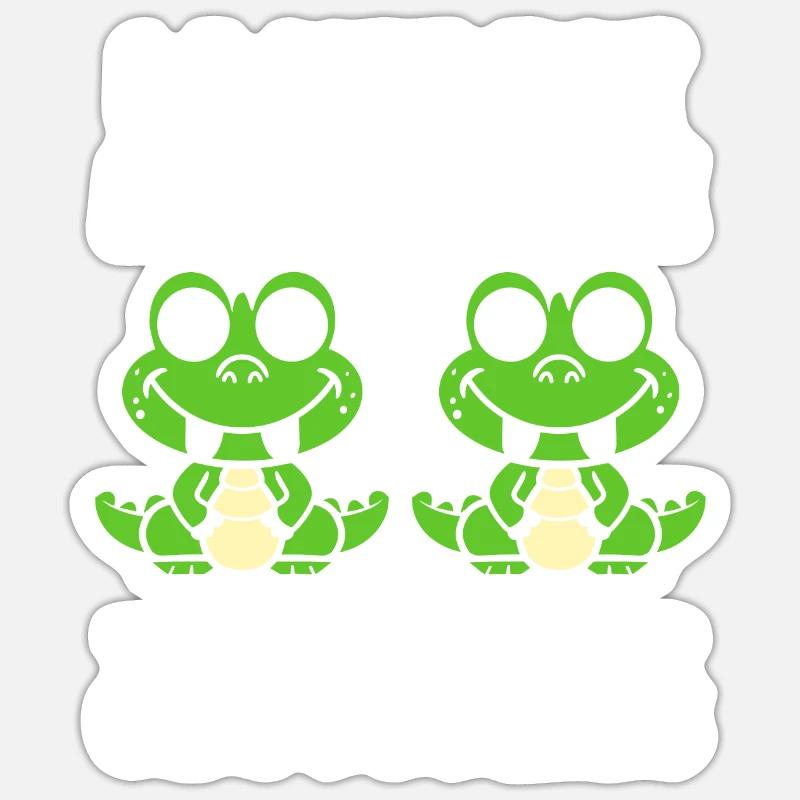 Humour Crocodile - Sticker taille S (10 x 10 cm) - blanc mat