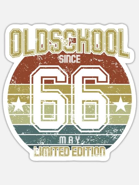 May 1966 - Geburtstag im Mai Oldschool - Sticker Größe S (10 x 10 cm) - Mattweiß